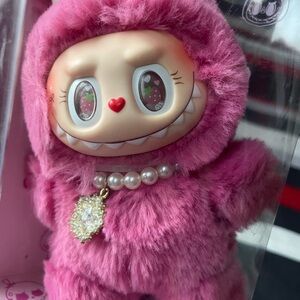 Lafufu Pink Furry Doll with Pearl Necklace